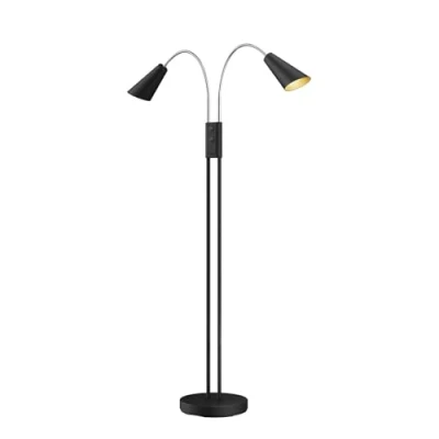 Image of Floor Lamp &#039;Medira&#039; (Modern) in Black Made of Metal for e.g. Living Room &amp; Dining (2 Light Sources, GU10) from Lucande Standard