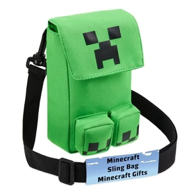 Image of Minecraft Shoulder Bag for Mobile Phone, Creeper Crossbody Phone with Adjustable Strap Gamer Gifts