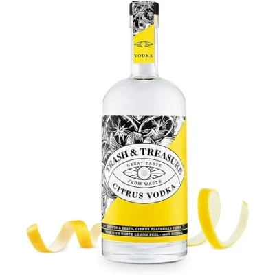 Image of Trash&amp;Treasure Citrus Vodka, Premium Flavoured Vodka Distilled From Waste Zesty Lemon Peels &amp; Malt, Smooth Create Based Cocktails like Martini, Planet Friendly 70cl,37.5%ABV