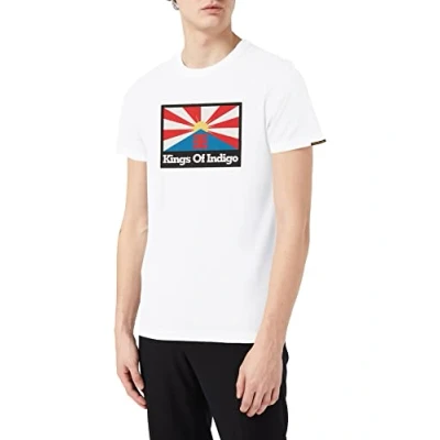 Image of Kings of Indigo Men&#039;s Darius T Shirt, White (Rising Sun Flag 7117), Medium
