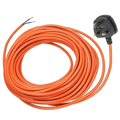 Image of SPARES2GO Universal 12 Metre Cable &amp; Lead Plug for Strimmers, Trimmers, Hedge, Cutters, Lawnmowers (12 Metre)