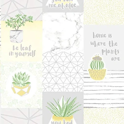 Image of Holden Decor You Had Me at Aloe Yellow Grey Wallpaper 12780 Cactus Plants Geo
