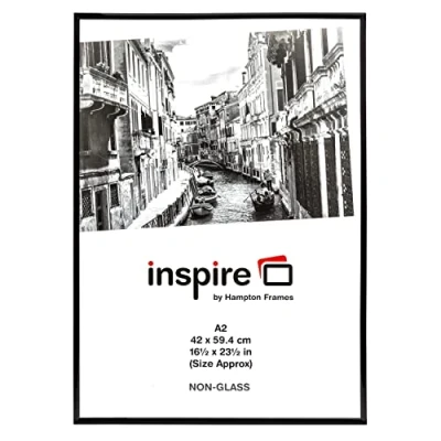 Image of Hampton Frames BACKLOADER Poster Certificate Photo Frame Acrylic (Non Glass) Black A2 (42x59cm) A2MARBL