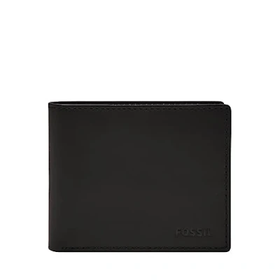 Image of Fossil Derrick RFID Bifold with Folding ID, Black, Black