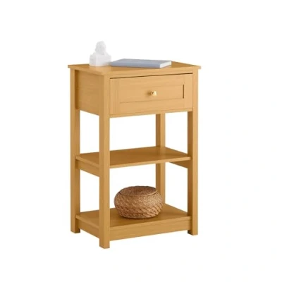 Image of SoBuy Bedside Table Nightstand Side End Coffee with 1 Drawer and 2 Shelves Natural W45 x D30 H68cm FBT46 N