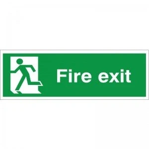 Image of 1 x Fire Exit Running Man Left Sign 300mm 100mm Rigid Plastic (FE.15E RP)