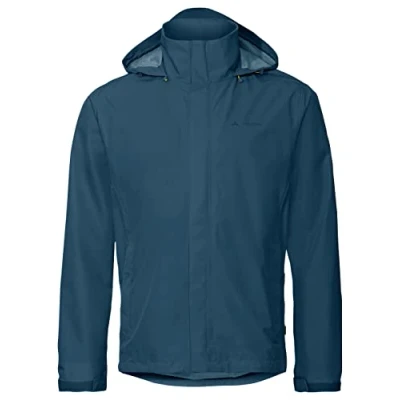 Image of Vaude Men&#039;S Escape Light Rain Jacket Size 34 In Blue, Water Repellent Outdoor Jacket, Breathable Windbreaker With Hood, Climate Friendly Hiking