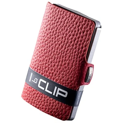 Image of I CLIP Original Mini Wallet with Moneyclip Slim Leather Premium Cardholder Pure Red