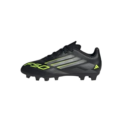 Image of adidas F50 Club Firm Multi Ground Football Boots Kids, Core Black/Iron Metallic/Lucid Lemon, 13.5 UK Child