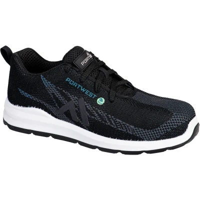 Image of Portwest FX2 Eco Fly Composite Trainer S1PS SR FO Black/Blue UK 4 EU 36