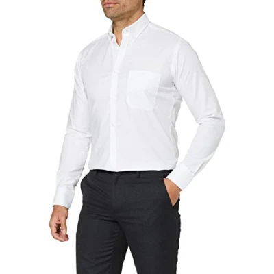 Image of Kustom Kit Men&#039;s Oxford Work L/S Business Shirt, White, 16.5 (Size: 16H)