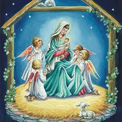 Image of Medici Cards Pack of 6 Artistic Charity Christmas &quot;Madonna and Child With Angels&quot; the Same Design