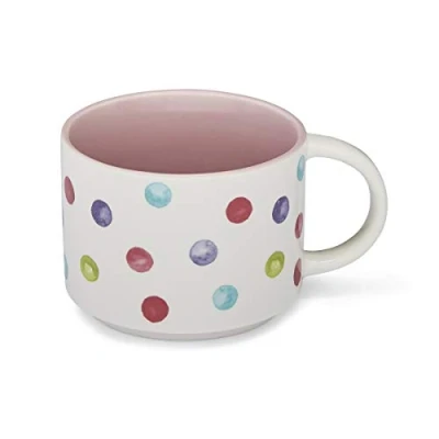 Image of Cooksmart British Designed Stacking Coffee Mug Ceramic Mugs For Home or Work Large Hot Drinks Tea And Cups Spotty Dotty