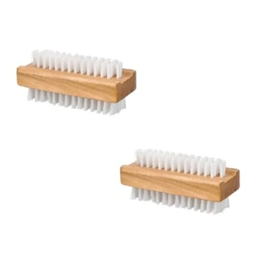 Image of 2 Pcs Double Sided Wooden Nail Cleaning Brush To Clean Fingertips, Can Be Used on Fingernails And Toenails, Perfect For Manicure Pedicure At Home
