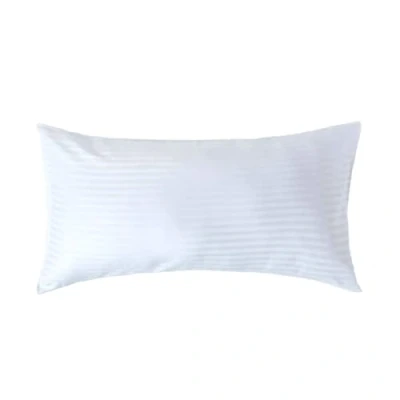 Image of HOMESCAPES White Pure Egyptian Cotton King Size Pillowcase 330 TC 500 Thread Count Percale Equivalent Satin Stripe Housewife Pillow Case