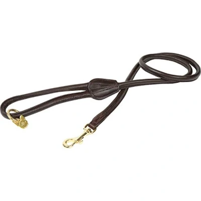 Image of Shires Rolled Leather Dog Lead One Size Brown
