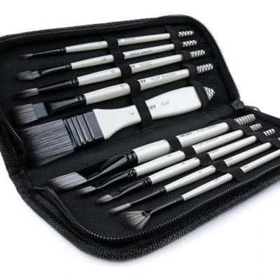 Image of ARTIFY 10 Pcs Paint Brush Set Includes a Carrying Case, Synthetic Hair Brushes for Oil, Watercolor and Gouache Painting, Kids Adults, Beginner Professional