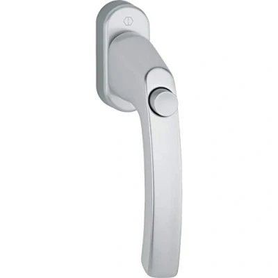 Image of HOPPE 11715133, Silver Window Handle Liege with Push Button, VK 7 x 43, anodised, Silber eloxiert