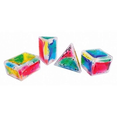 Image of 3D Sensory Foldable Gel Shapes 4 Different Types Triangle, Square, Rectangle, Triangular Prism, Multi colour Educational Fidget Toy.