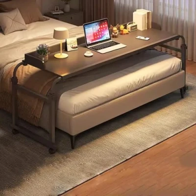 Image of ZHFASDS Overbed Table Computer Workstation，Medical With Wheels Over Bed Desk Height Adjustable 65 95cm Mobile Desktop Baffle(Color:Black)