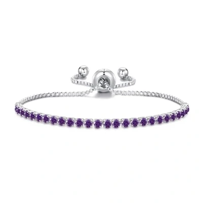 Image of Philip Jones Purple Tennis Friendship Bracelet Created with Zircondia® Crystals