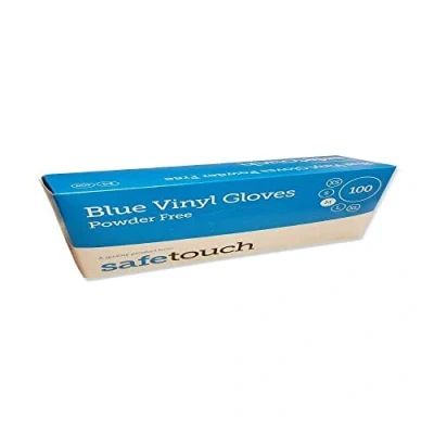 Image of SafeTouch 50000030 Powder Free Vinyl Gloves, Small, Blue (Pack of 100)