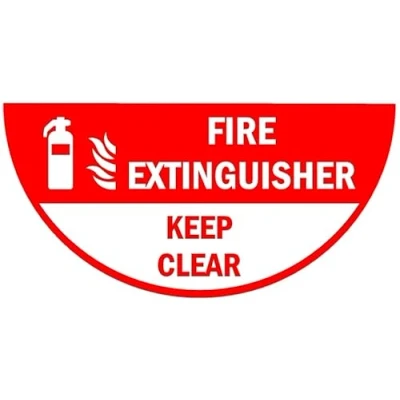 Image of Fire extinguisher keep clear floor sticker Self adhesive graphic (300mm x 150mm)