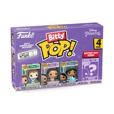 Image of Funko Bitty POP! Disney Princess Peasant Belle, Pocahontas, Jasmine and A Surprise Mystery Mini Figure 0.9 Inch (2.2 Cm) Collectable Stackable Display Shelf Included Gift Idea Cake Topper