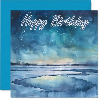 Image of Birthday Cards for Women Men Watercolour Ice Happy Card Mum Dad Brother Sister Uncle Auntie Cousin Grandad Nanny Friend 145mm x Bday Greeting