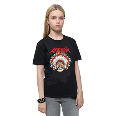 Image of Anthrax Kids T Shirt War Dance Band Logo Official Black Ages 5 14 yrs XX Large (12/13 Yrs)