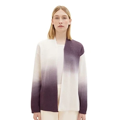Image of TOM TAILOR Women&#039;s Cardigan with Colour Gradient, 33799 grey Off White Sprayed Design, XL