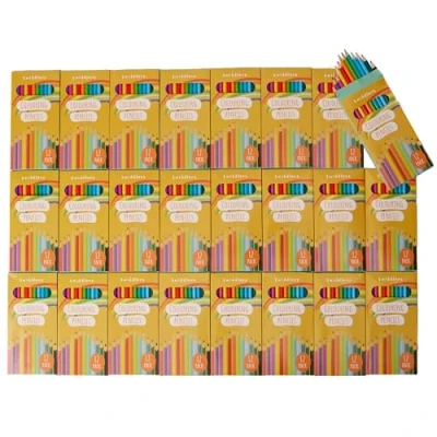 Image of THE TWIDDLERS 96 Boxes of Colouring Pencils for Children, 12 Per Box, 1,152 Total 18cm Full Length Multipack Drawing Set, Classroom Party Bag Fillers, Art Sketching Kids