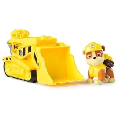 Image of Paw Patrol, Rubble’s Bulldozer Toy Truck with Collectible Action Figure, Sustainably Minded Kids’ Toys for Boys &amp; Girls Aged 3 and Up