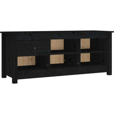 Image of vidaXL Shoe Cabinet Black 110x38x45.5 cm Solid Wood Pine