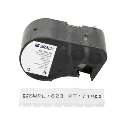 Image of Brady Self Laminating Polyester Label Tape for Printer BMP51/BMP53/M511 Adhesive Labels Black on White (25,40 mm (W) x 7,62 m (L)) M5C 1000 461