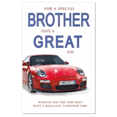 Image of Brother Birthday Card Sport Car Size: 23cm x 15.5cm (9&quot;x6&quot;) Male Mens IT51