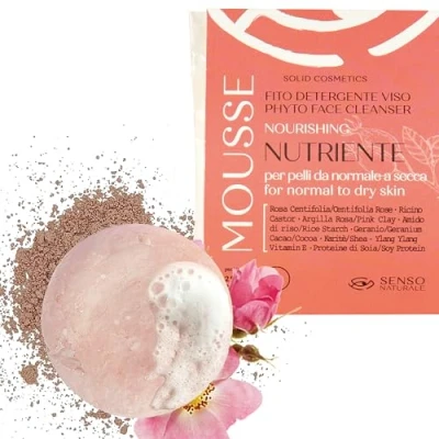 Image of Senso Naturale NUTRIENT Facial Mousse Solid Cleanser from Normal to Dry Skin Delicate Face Make Up Remover Vegan Concentrate Equivalent 300 ml Liquid (NOURISHING Mousse)