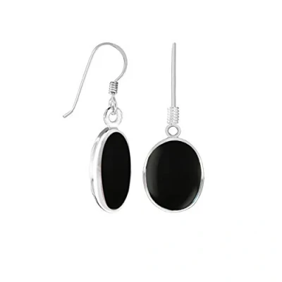 Image of Tuscany Silver Women&#039;s Sterling 11 x 14 mm Oval Black Onyx Drop Earrings