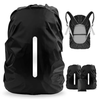 Image of LAMA 2pcs Waterproof Rain Cover for Backpack, Reflective Rainproof Protector Anti dust and Theft XS 10L 17L Black