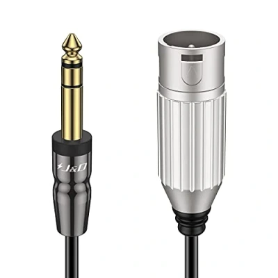Image of J&amp;D 1/4 to XLR Cable, Copper Shell 6.35mm (1/4 inch) TRS Cable Male 0.9 Meter