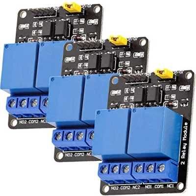 Image of AZDelivery 2 Channel Relay Module DC 5V with Optocoupler Low Level Trigger Shield Board Compatible Arduino and Raspberry Pi Including E Book! (Pack of 3)