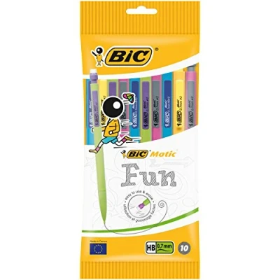 Image of Bic Matic Fun 0.7mm Mechanical Pencils Assorted Colours, Pouch of 10