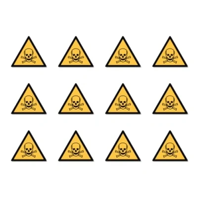 Image of Warning against toxic substances: W016 DIN EN ISO 7010 / ASR A1.3 Stickers: diameter 2.5 cm, pack of 12