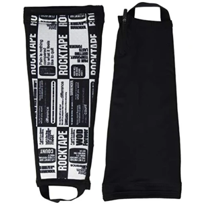 Image of RockTape RockGuard Shin Protectors, Pads, Gym Equipment, Fantastic For Mountain Biking &amp; Trail Running, Black/White, L, Pack of 2