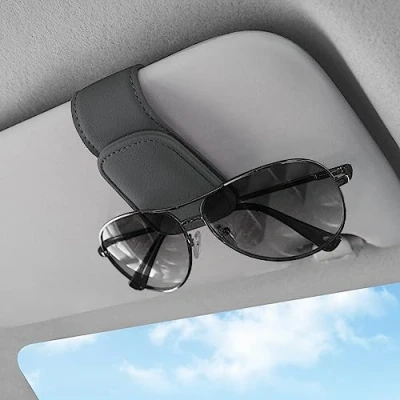 Image of Sunglasses Holders for Car Visor,Car Magnetic Glasses Holder Leather Clip and Ticket Card Suitable Interior Visor Different Size Eyeglasses. (Gray)