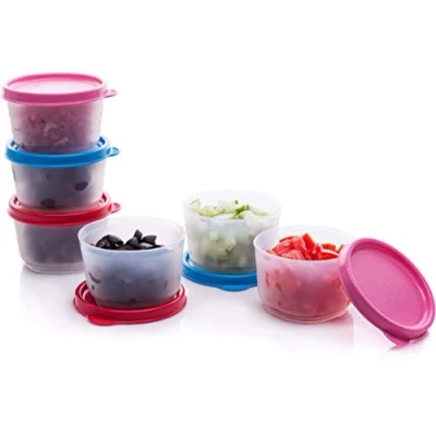 Image of Small Food Containers With Lids 6 Pack Of Mini Storage Pots Leak Proof Snack Condiment Cups Stackable Reusable BPA Free Plastic Dishwasher Safe Portable Lunchbox Baby Portion