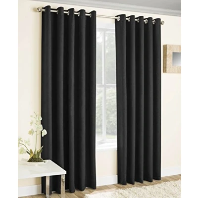 Image of Enhanced Living Vogue Black 90 x inch (229x229cm) Eyelet Thermal Noise Reducing Dim Out Curtains for Bedroom and Room