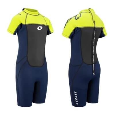 Image of Osprey Origin 3mm Wetsuit, Kids Shortie Summer Boys and Girls Short Sleeve Wetsuit Neoprene, XXXS, Yellow