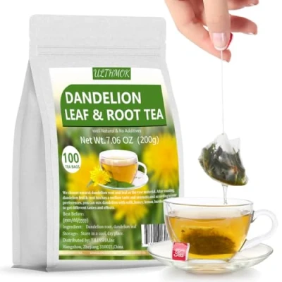 Image of ULTHMOK Premium Dandelion Root &amp; Leaf Tea,100 Tea Bags/7.06Oz,for Liver Detox,100% Natural No Additives.…