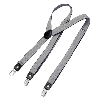 Image of DonDon Men&#039;s Fashion Braces Suspenders 2,5 cm 1,0&quot; Wide with 3 Clips in Y Form Elasticated and Adjustable Length Herringbone dark blue